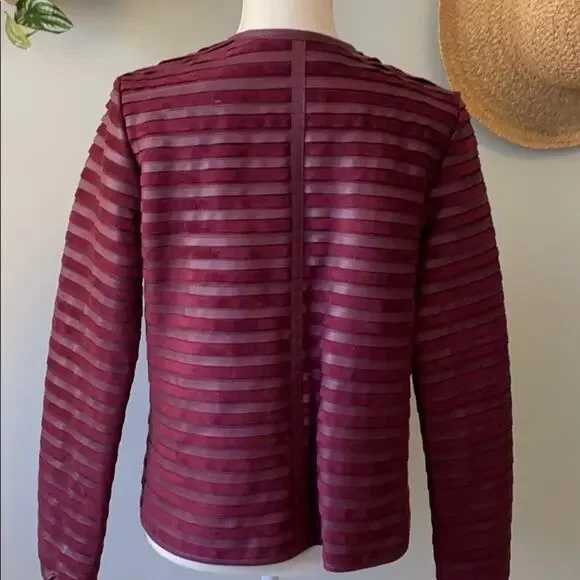 The Limited Burgundy Jacket with Leather-like Strips Medium - Picture 3 of 8